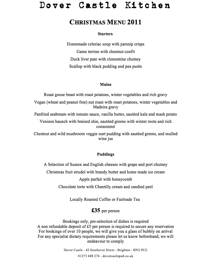 xmas menu