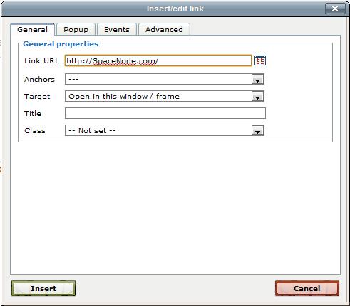 SpaceNode HTML Editor - Enter URL Dialog