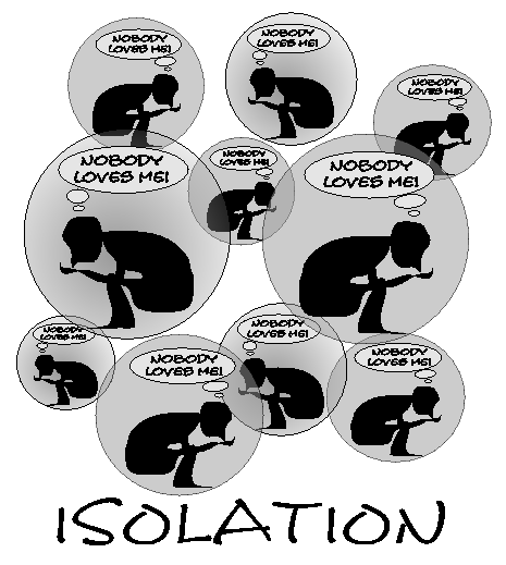 Isolation Illustration - picture cartoon of isolated people, people feeling isolated