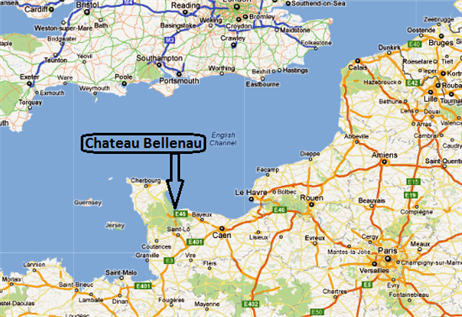 Location of Chateau Bellenau in Normandy France